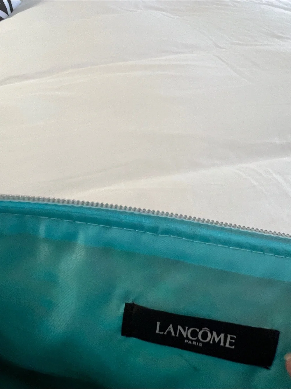 Lancome Woven Turquoise Multicolor Cosmetic Bag